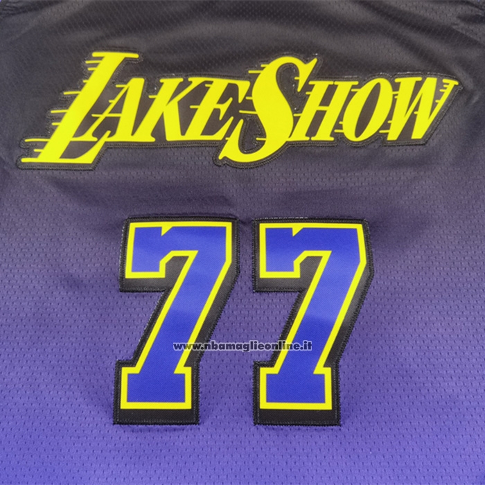 Maglia Los Angeles Lakers Luka Doncic No 77 Citta 2024 Viola